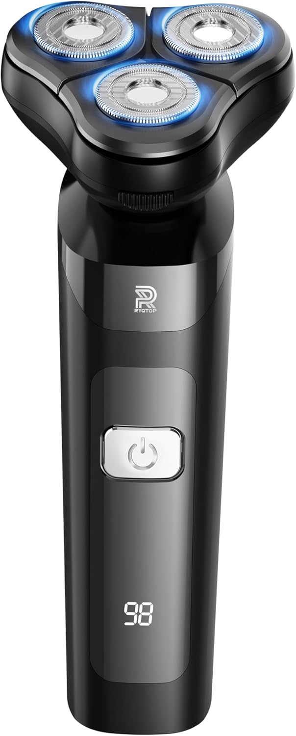 メンズ用乾湿両用360°回転式電気シェーバー 27枚刃 IPX7防水タイプ-C充電式