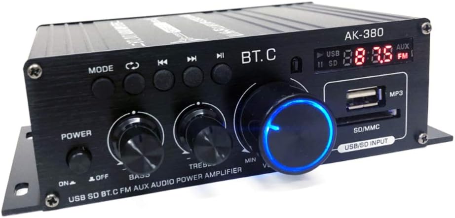小型Bluetooth5.0対応 Hi-Fiステレオオーディオアンプ 40W×2 USB/SD再生機能付き