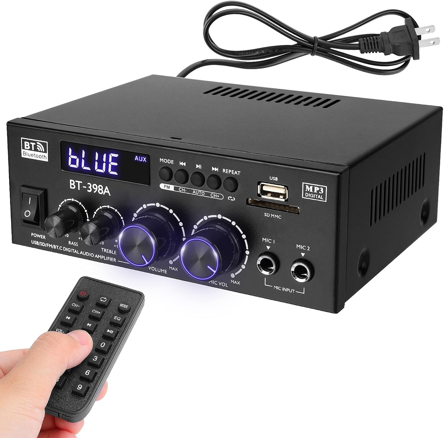 Bluetooth 5.0 HiFi ステレオ パワーアンプ 2X60W 小型ホームオーディオ
