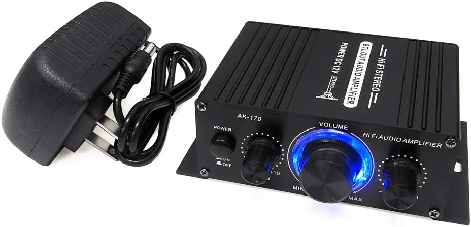 コンパクト・ハイファイ2chオーディオアンプ 20W×2 アルミボディ 12V/2Aアダプター付