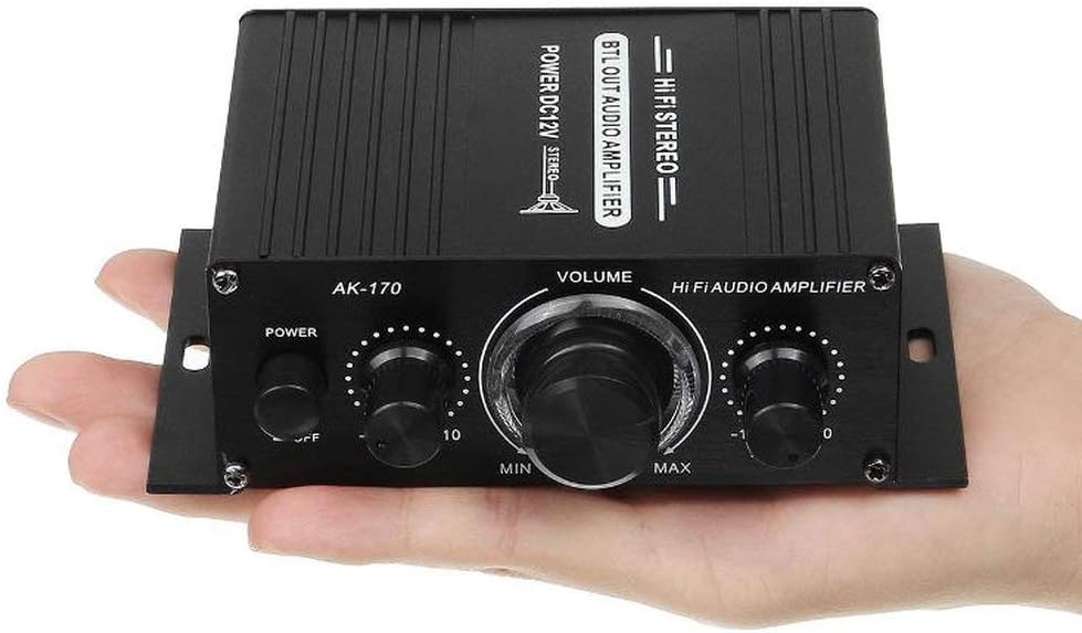 コンパクト・ハイファイ2chオーディオアンプ 20W×2 アルミボディ 12V/2Aアダプター付
