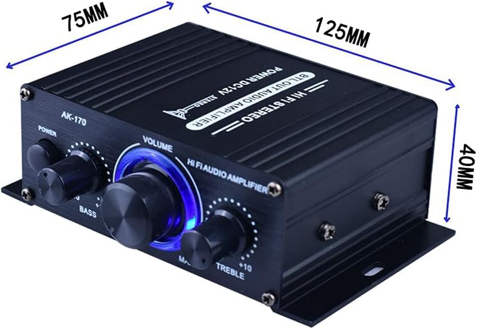 小型オーディオ用 Hi-Fi ステレオアンプ 20W＋20W ACアダプタ付属 コンパクトサイズ