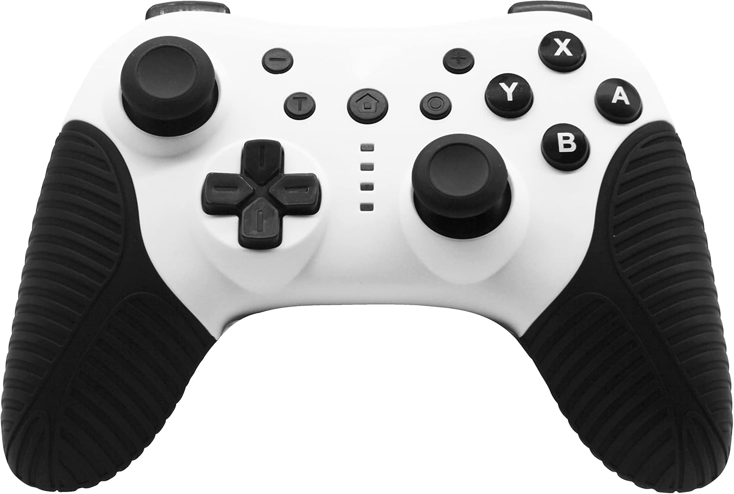 Switch対応 無線ゲームパッド コントローラー 振動・連射調整可能 高耐久性スティック (黒白)