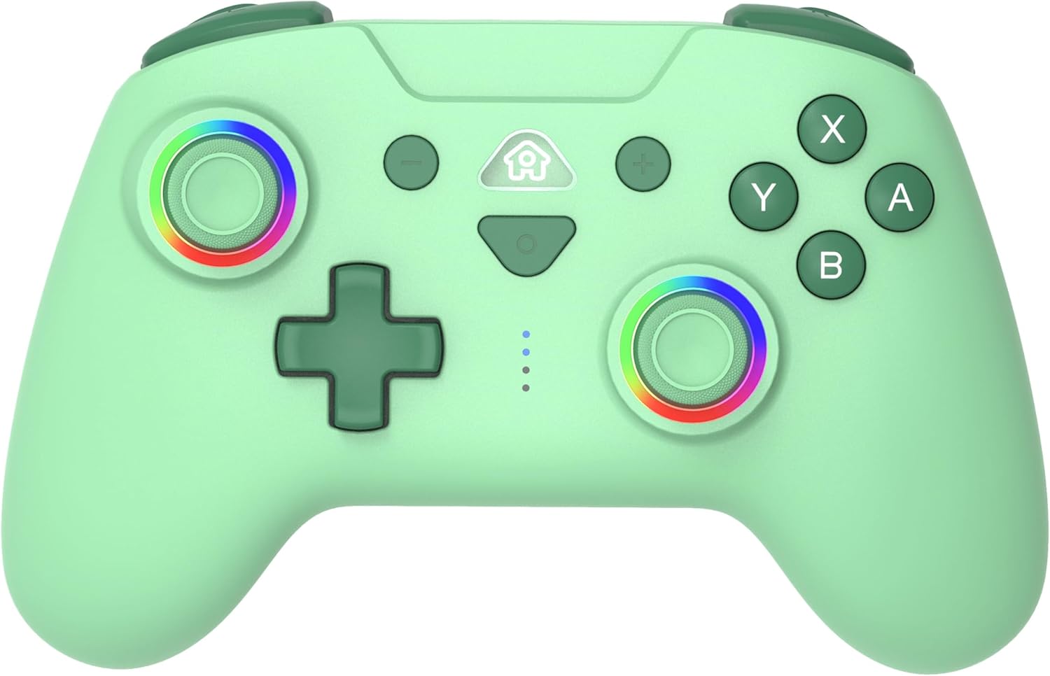 Switch対応 無線RGBライトゲームパッド（マカロン緑） 自動連射・振動調整・マクロ機能付き