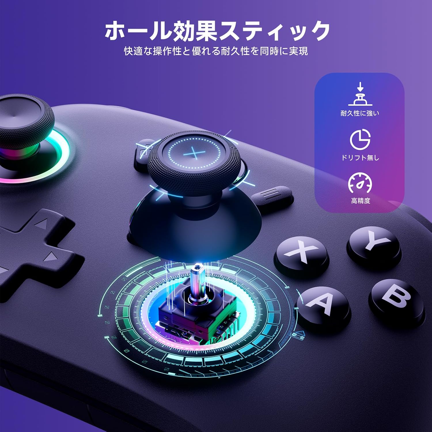 無線・有線接続対応 PCコントローラー RGBライト付き 800mAhバッテリー ブラック