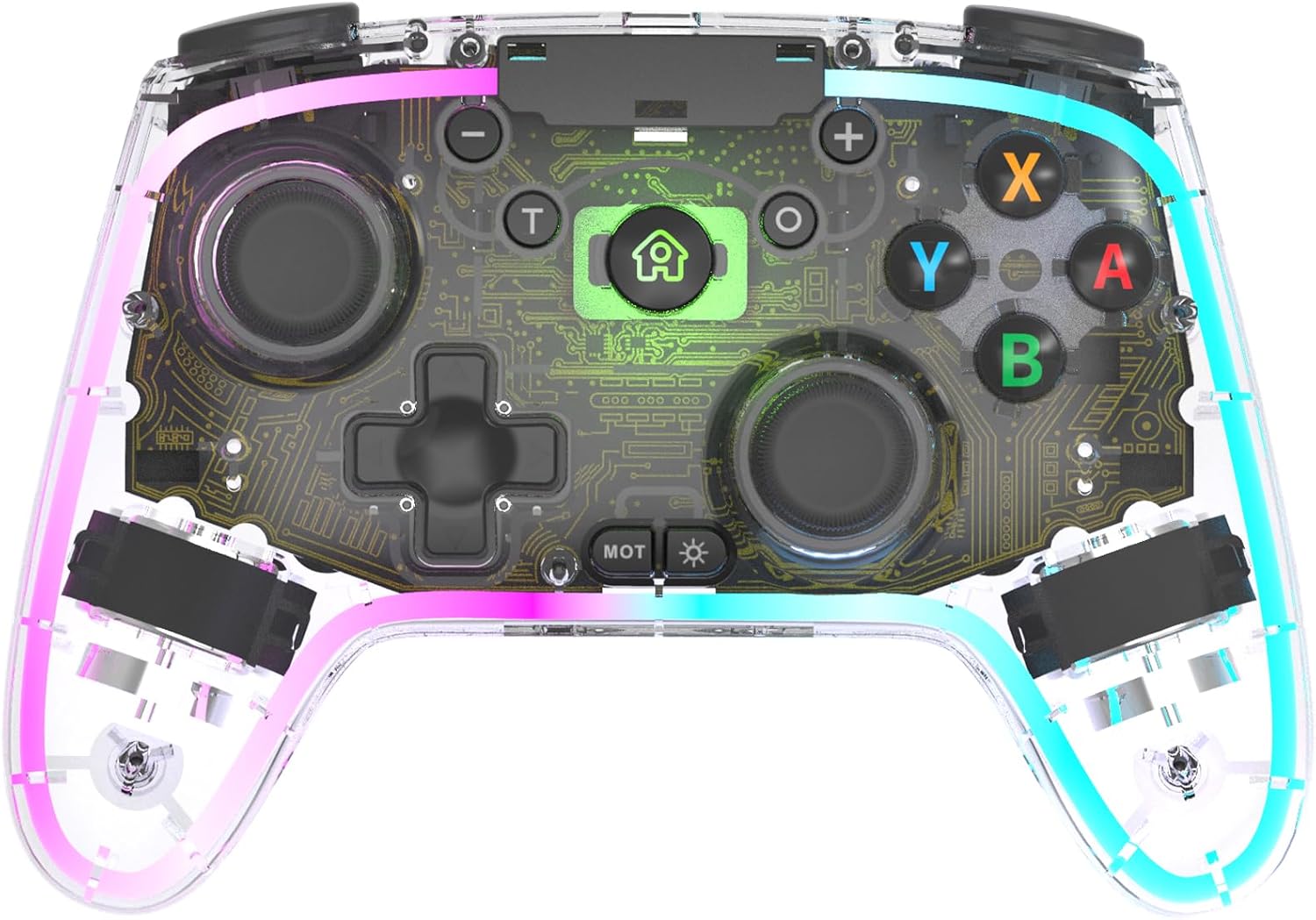 全透明 RGBライト無線ゲームパッド Switch/OLED/Lite/iOS/PC/Android対応 高耐久ホールスティック マクロ機能・自動連射・振動調節