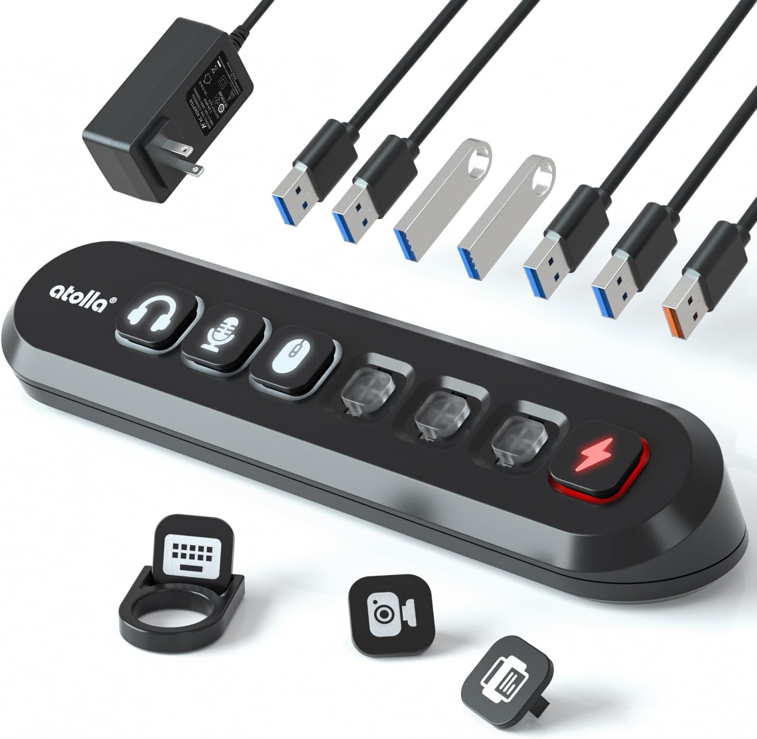 USB 3.0 ハブ 電源付き 6ポート + 18W急速充電ポート ケーブルホルダー付 MacBook/iMac対応