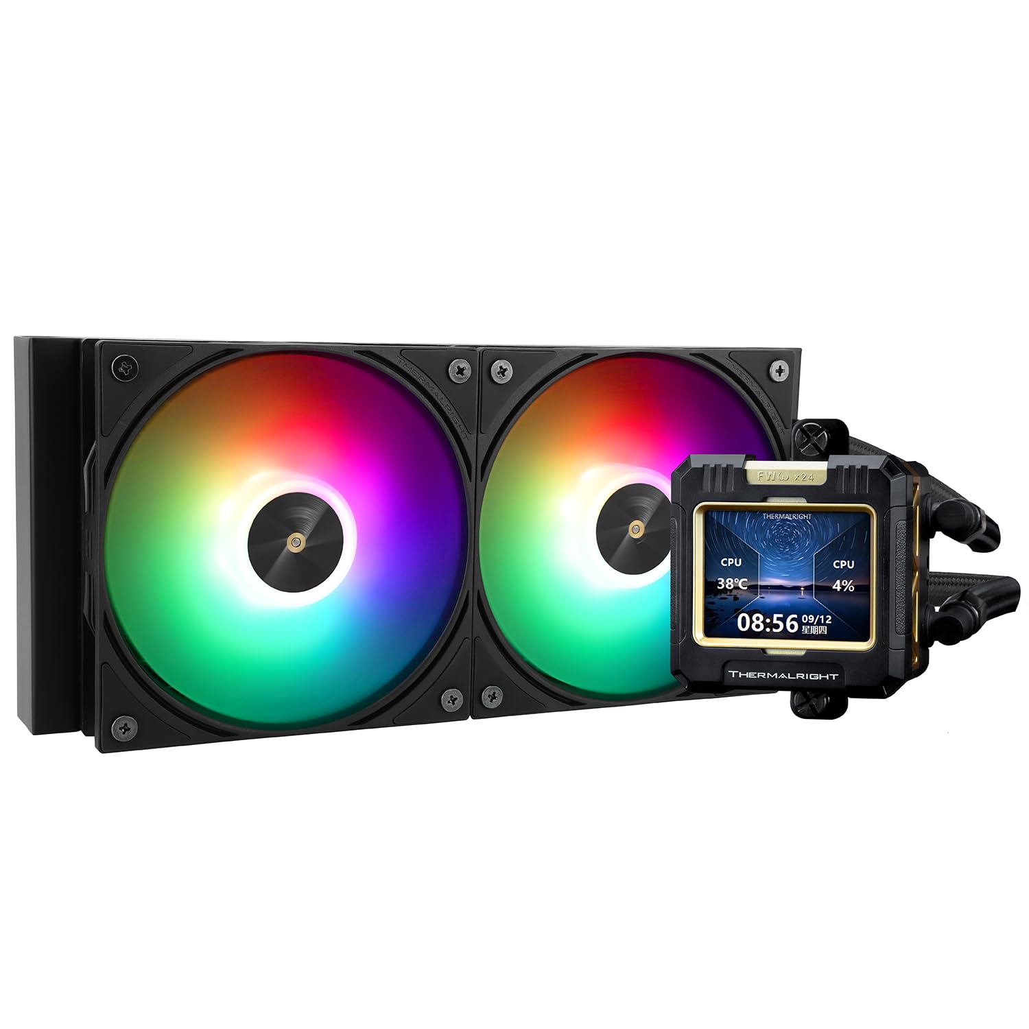 Thermalright FW 240 ブラックARGB CPU水冷クーラー (AMD/Intel対応) 320x240 IPS LCD搭載