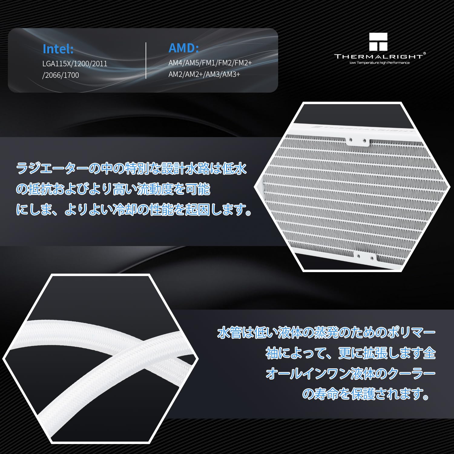 Thermalright Frozen Notte 360 WHITE ARGB V2 水冷CPUクーラー 360mm 3ファン対応 AMD/Intel対応