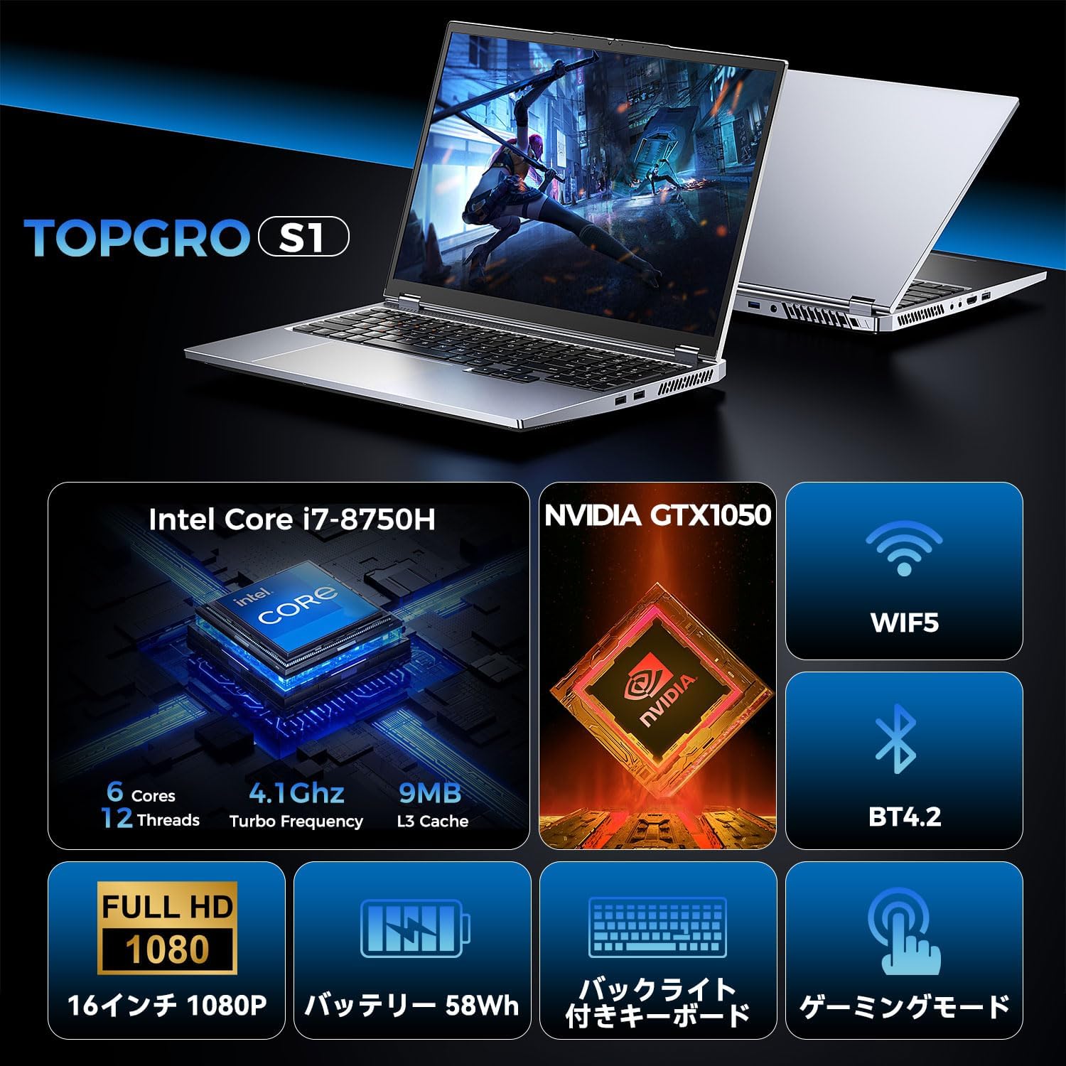 高性能ゲーミングノートパソコン 16インチ | Core i7/32GB/1TB SSD/GTX 1050/日本語キーボード/Windows 11 Pro