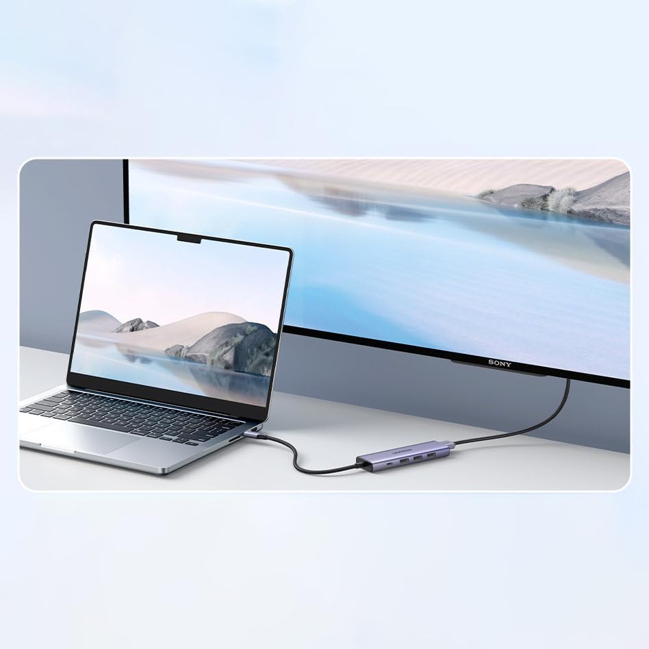 UGREEN Revodok 105 USB Cハブ 5ポート Type-C 100W PD急速充電対応 4K HDMI出力 スリムデザイン (グレー)