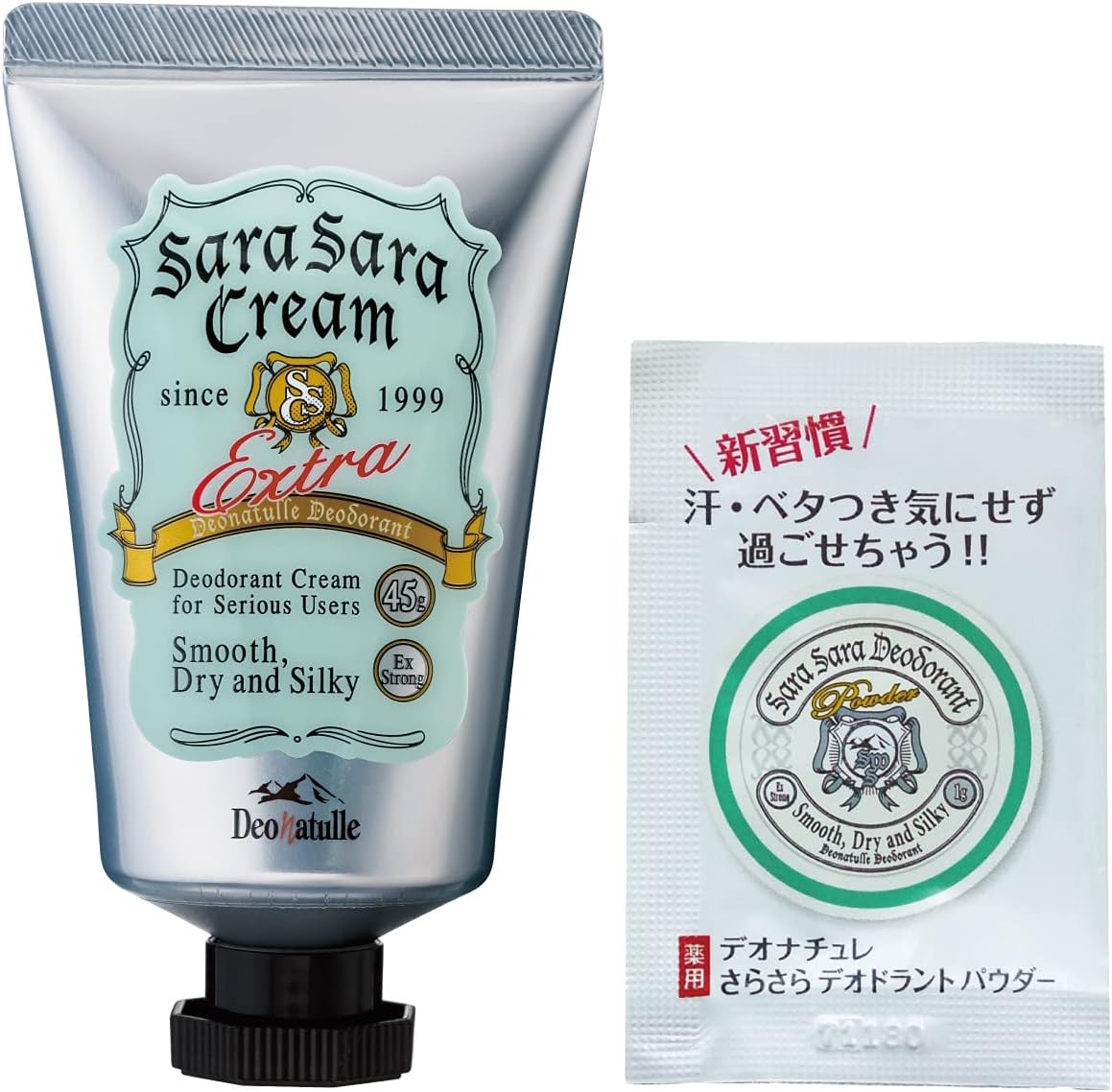 デオナチュレ さらさらクリーム ワキ用 制汗剤 無香料 45g さらさらパウダーサシェ付