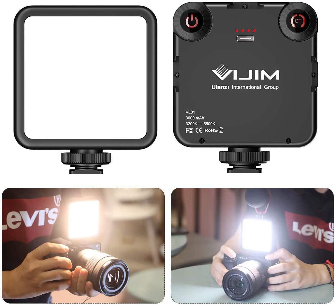 Ulanzi VL-81 LEDビデオライト 小型 充電式 色温度調整可能 3200k-5600k