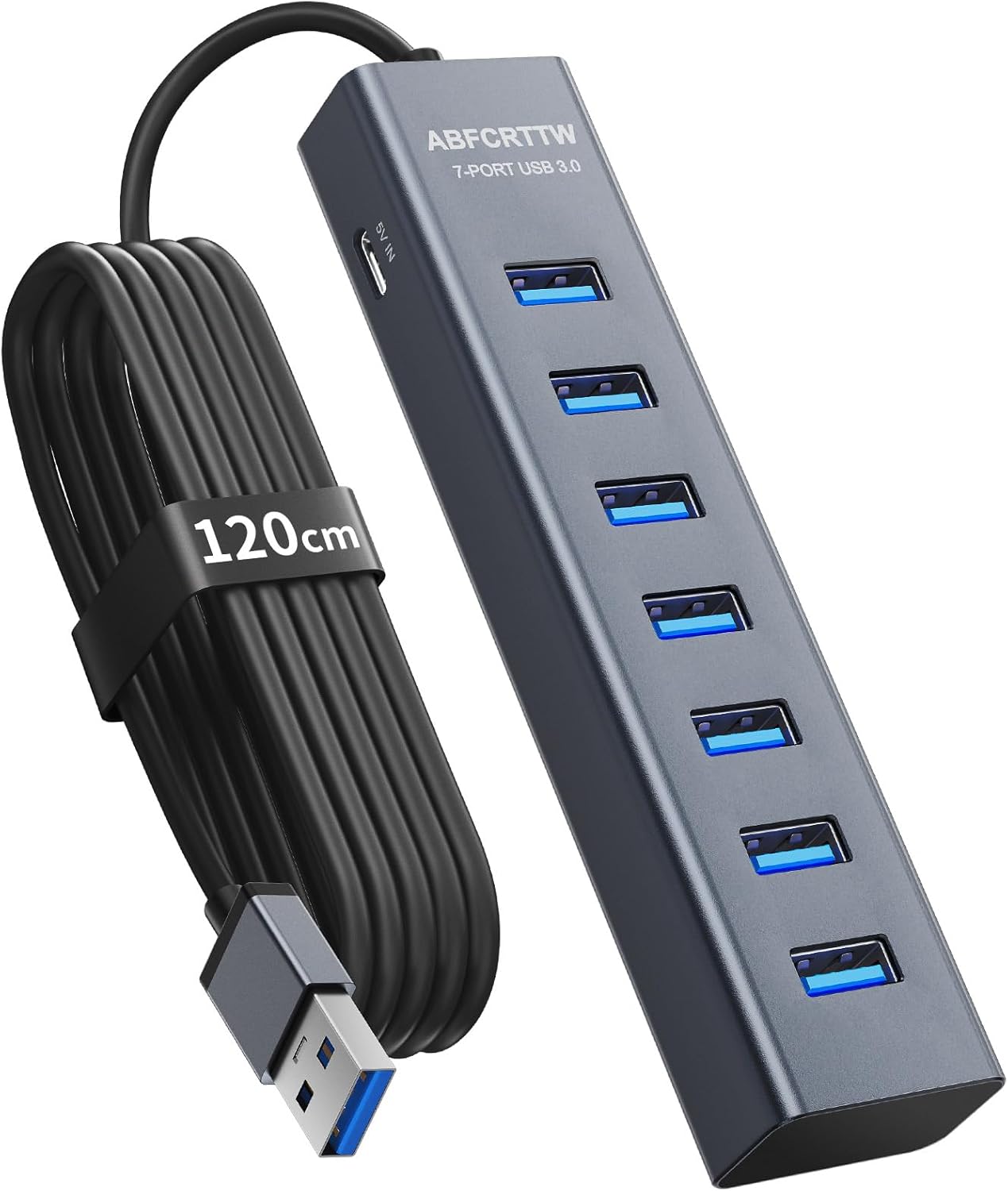 デスクトップ用 1.2m アルミUSBハブ 3.0 7ポート 5Gbps対応