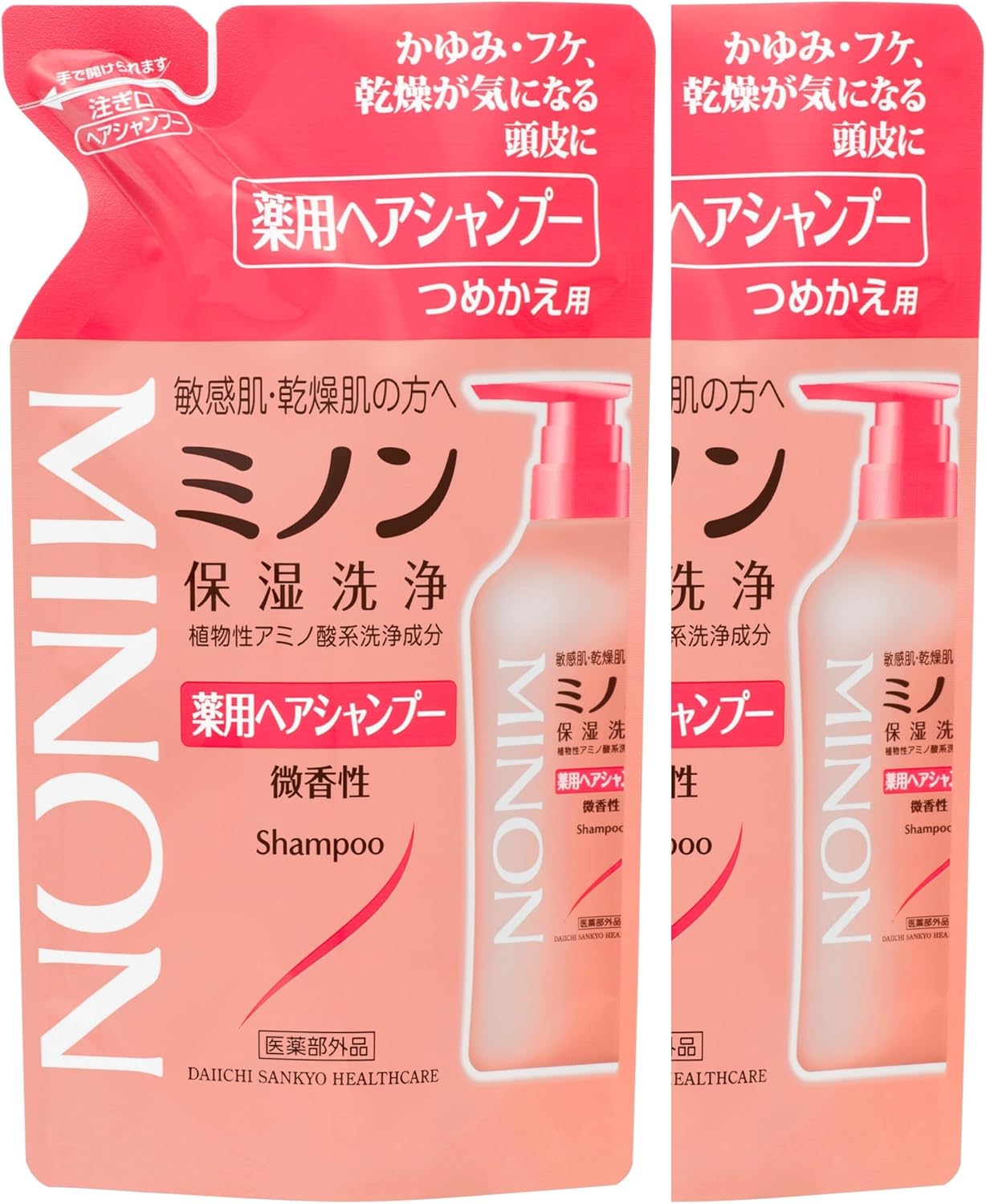 敏感肌用ミノン薬用ヘアシャンプー詰め替え380mL×2個セット【医薬部外品】