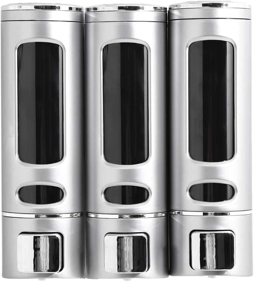 壁掛けシャンプーディスペンサー(トリプル・シルバー380ml×3)
