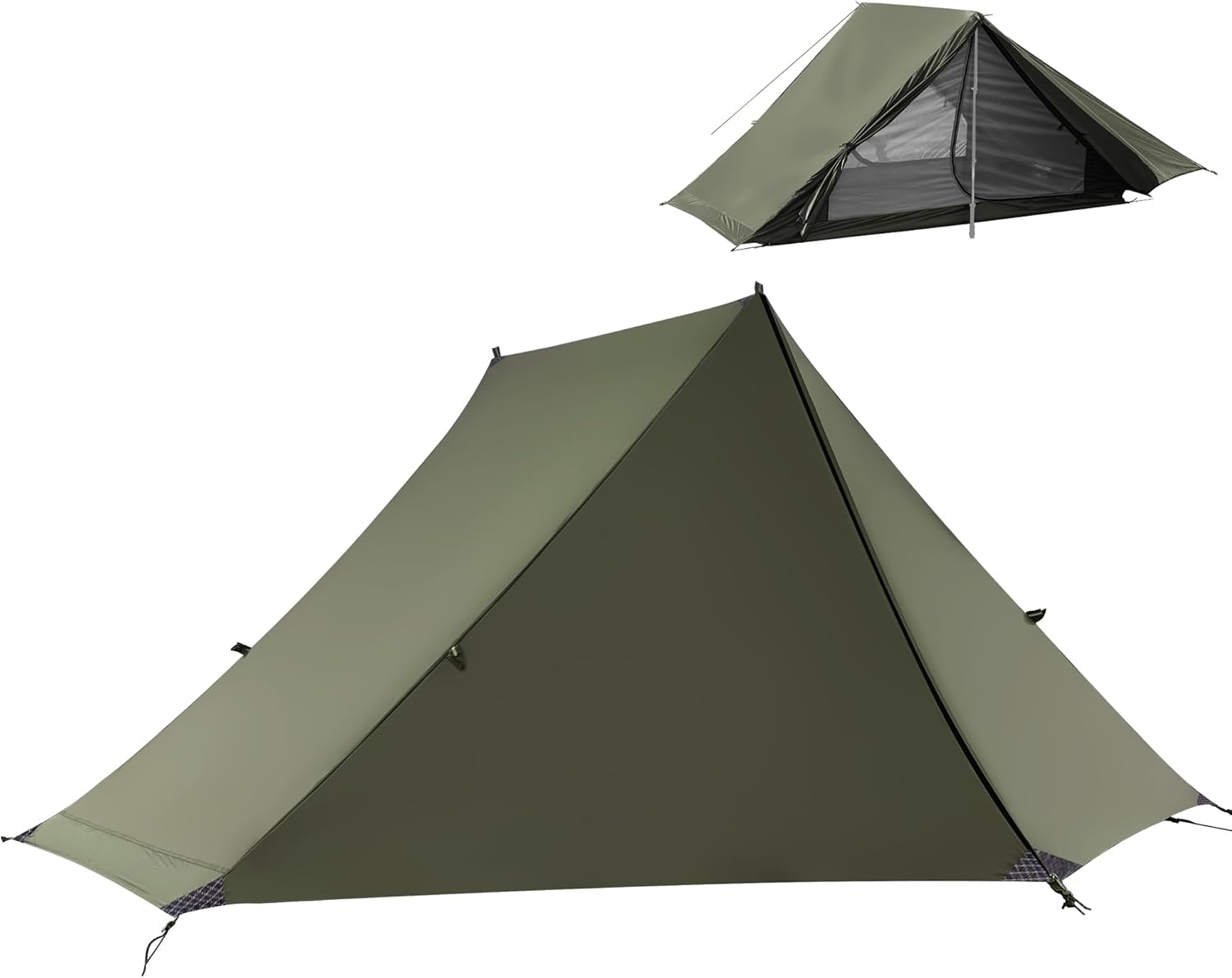 軽量コンパクト登山テント 1-2人用 20Dナイロン 防水耐風 3シーズン用 ピラミッド式
