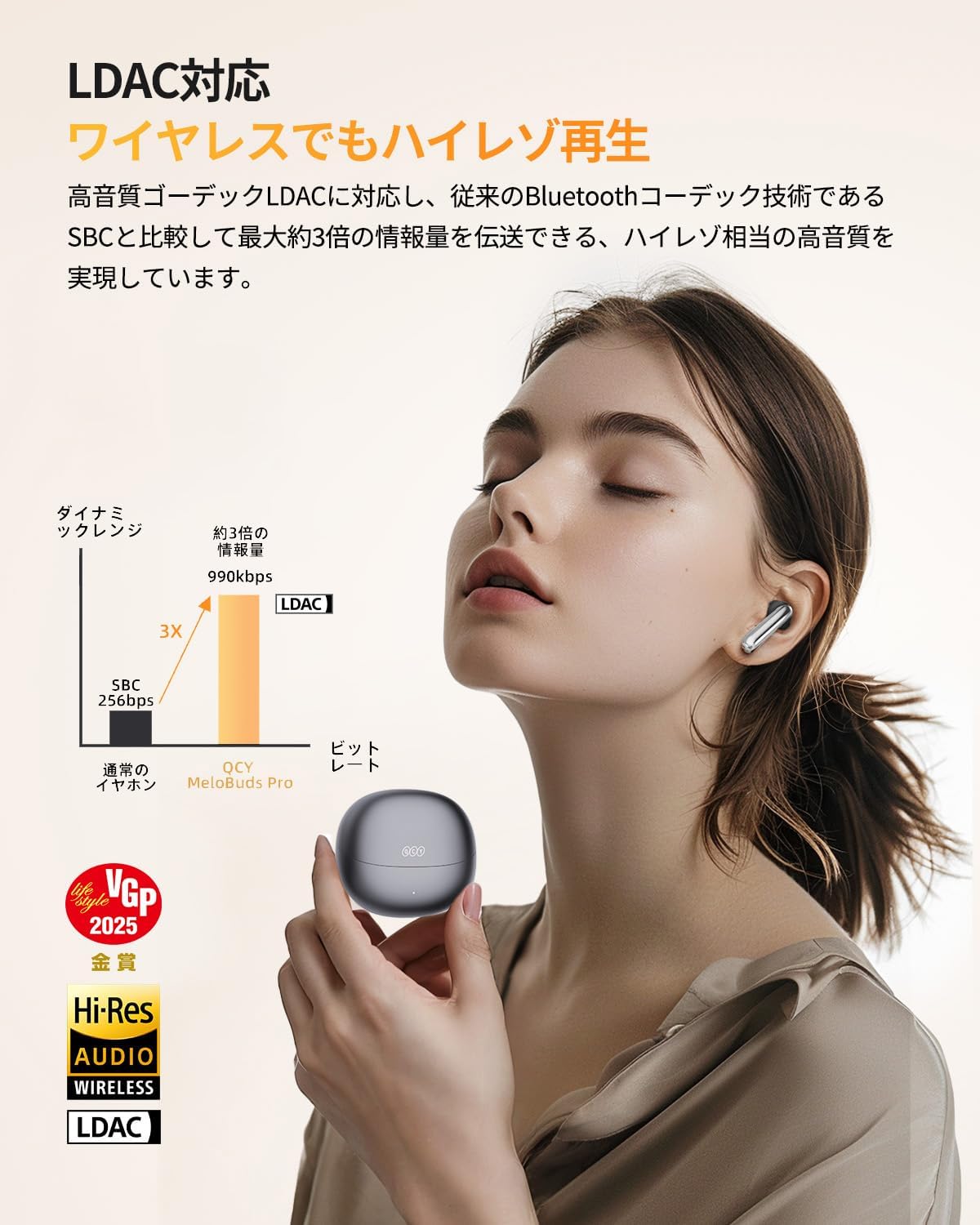 QCY MeloBuds Pro ワイヤレスイヤホン ノイズキャンセリング Bluetooth5.3 IPX5防水 最大34時間再生