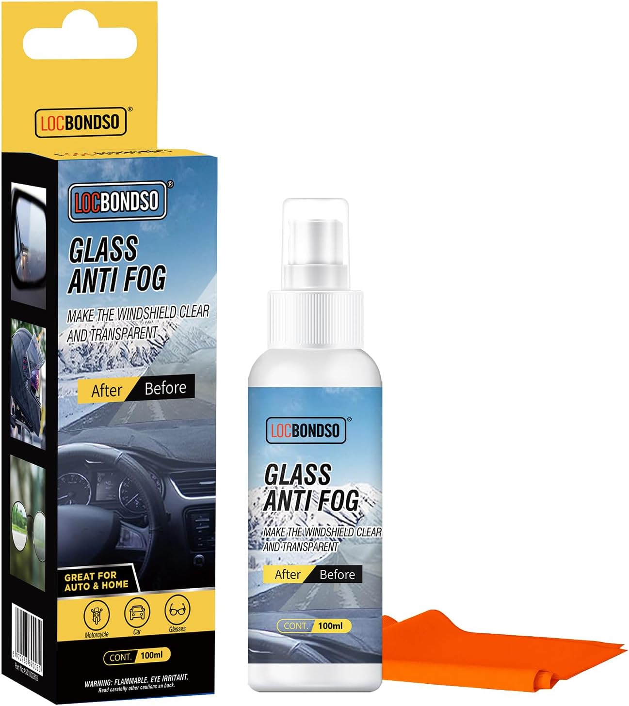 車用曇り止めスプレー 100ml - クリーニングクロス付き