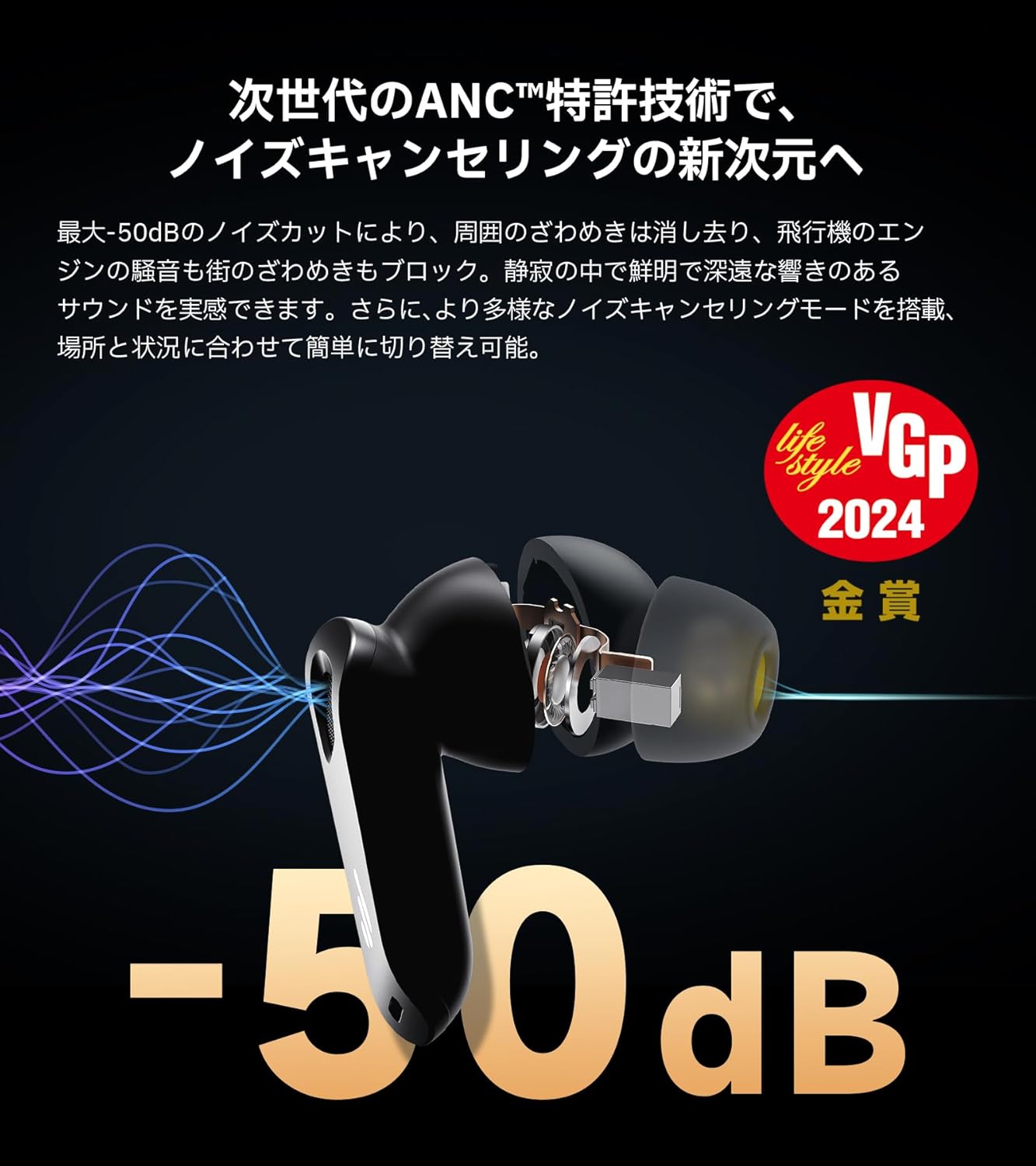 Edifier Neobuds Pro2 ワイヤレスイヤホン 50dBノイズキャンセリング ハイレゾ LDAC＆LHDC対応 ブラック