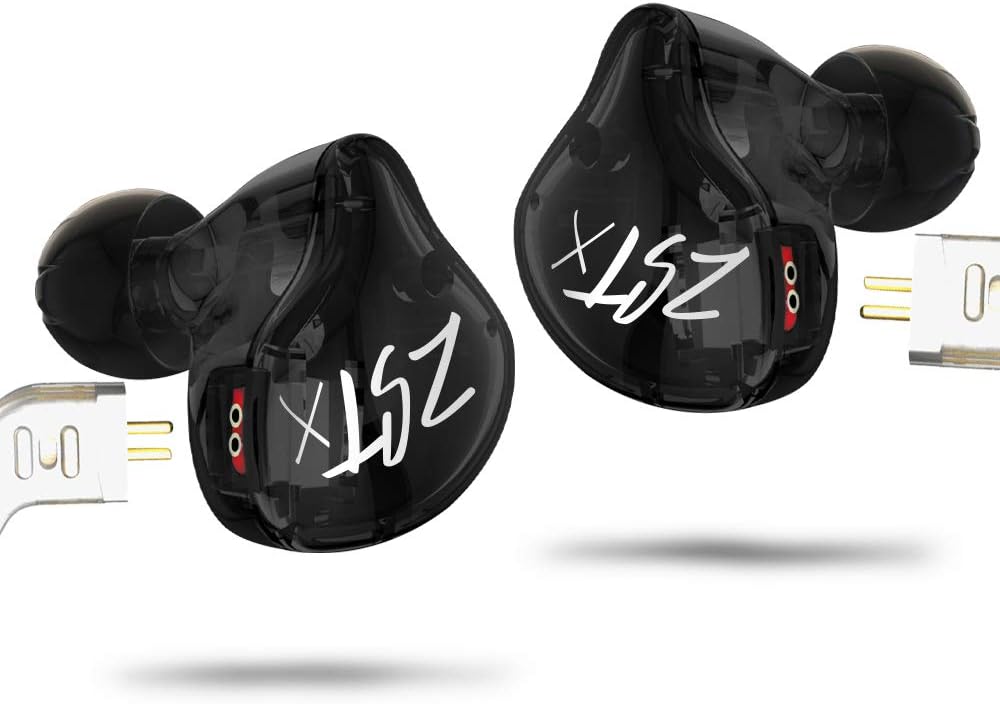 重低音ハイブリッドイヤホン KZ ZSTX 1BA+1DD カナル型 銀メッキ リケーブル (マイクなし)