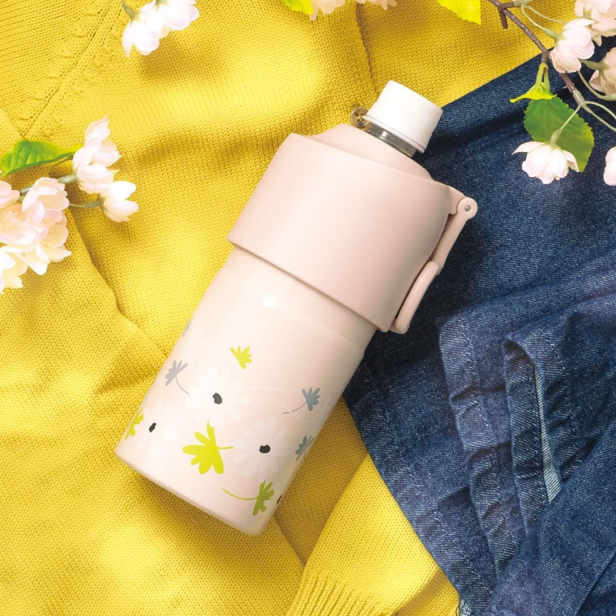 花柄真空断熱ペットボトルホルダー(500ml/650ml対応)ピンク