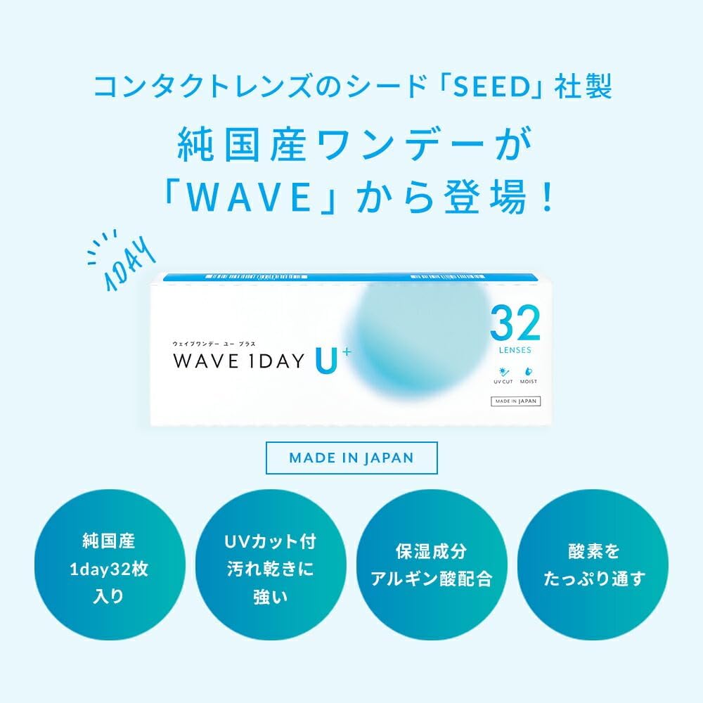 国産SEED社製 1dayコンタクトレンズ WAVEワンデー ユー プラス 32枚入り -4.75【BC】8.8