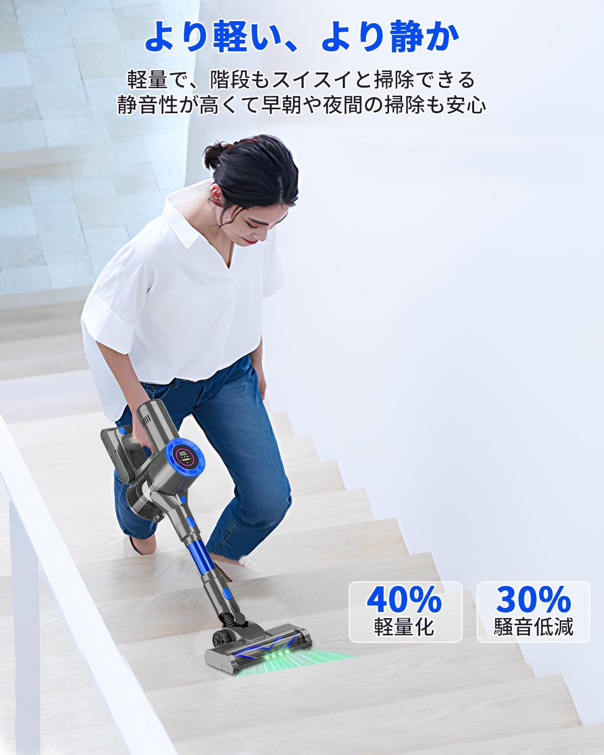 2025年版 コードレススティック掃除機 650W HEPAフィルター 静音・軽量・60分連続稼働 2WAY設計