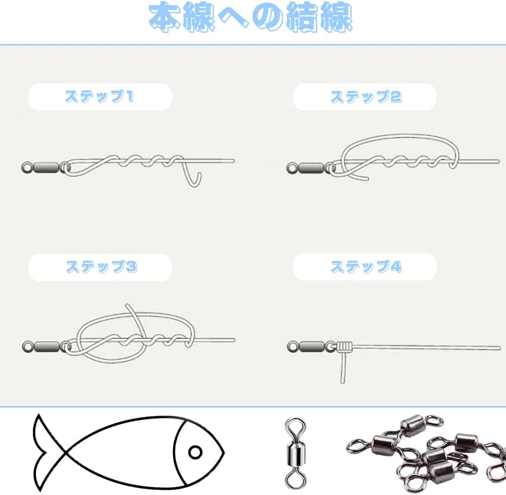 高強度釣りスイベル100個セット（1#〜14#）収納箱付き・耐腐食性
