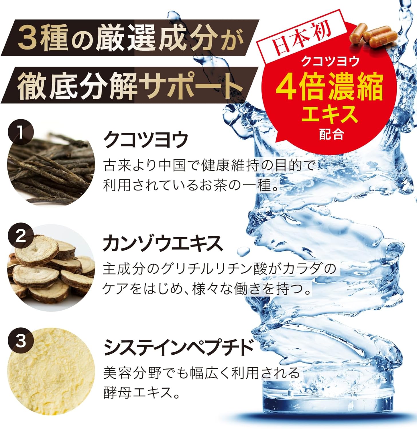 酔いたくない人のための飲む前サプリ【医師監修】甘草・グルタチオン・酵母カプセル（3包セット）