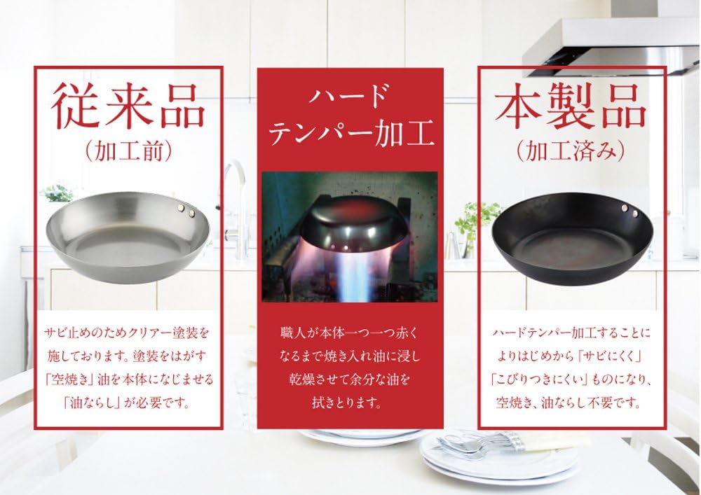 日本製 鉄製 中華鍋 片手 28cm - 藤田金属職人仕上げ