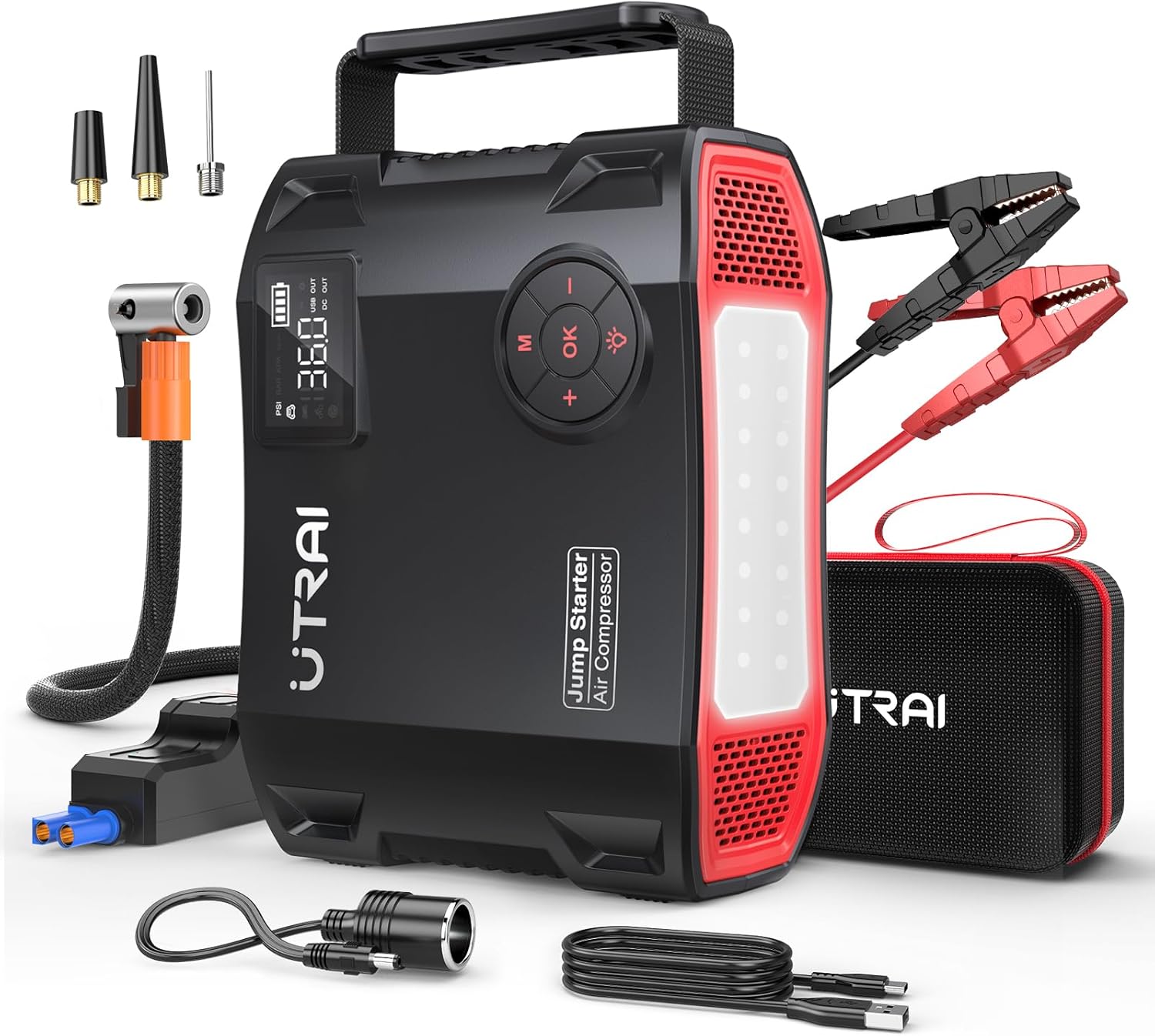 27000mAhエンジンスターター・ジャンプスターター（ピーク電流5000A）モバイルバッテリー・LED緊急ライト・QC3.0急速充電対応