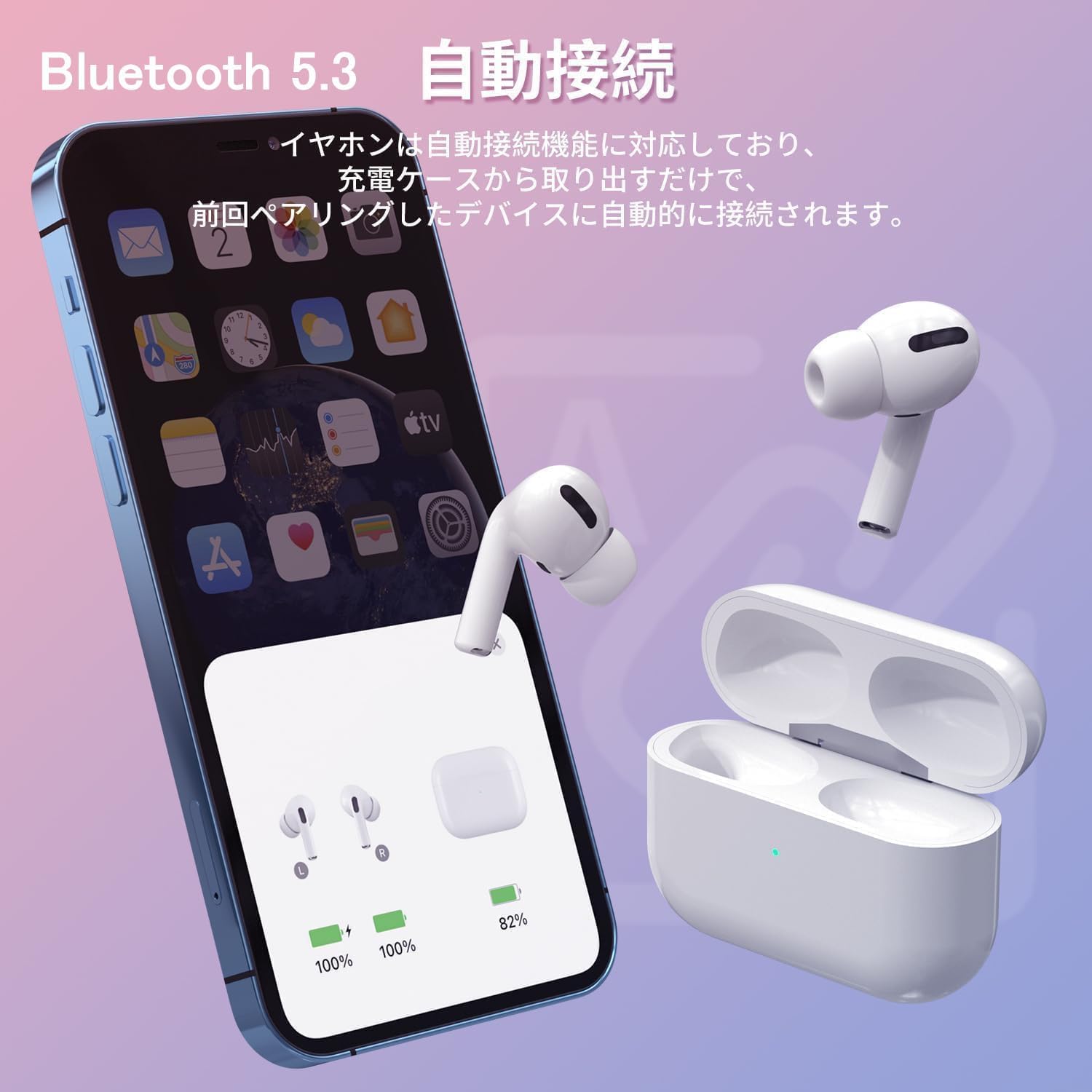 エアポッズプロ Bluetooth ワイヤレスイヤフォン HI-FI 通話ノイズキャンセル 防水 IPX7