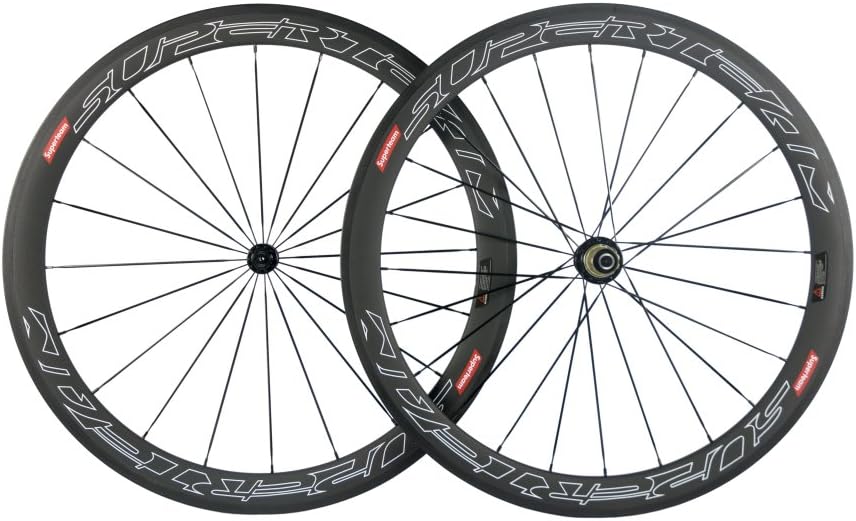 日立(HITACHI) スーパー チーム 50mm カーボン ホイールセット 700c ロードバイク用 (ホワイトライン)