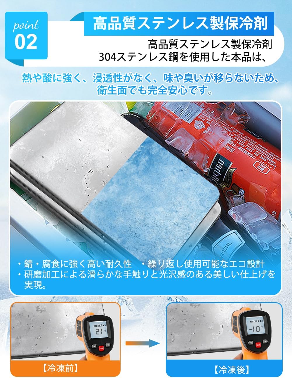 防災用 ステンレス製アイス保冷剤 2/4個セット 日本語取扱説明書付き