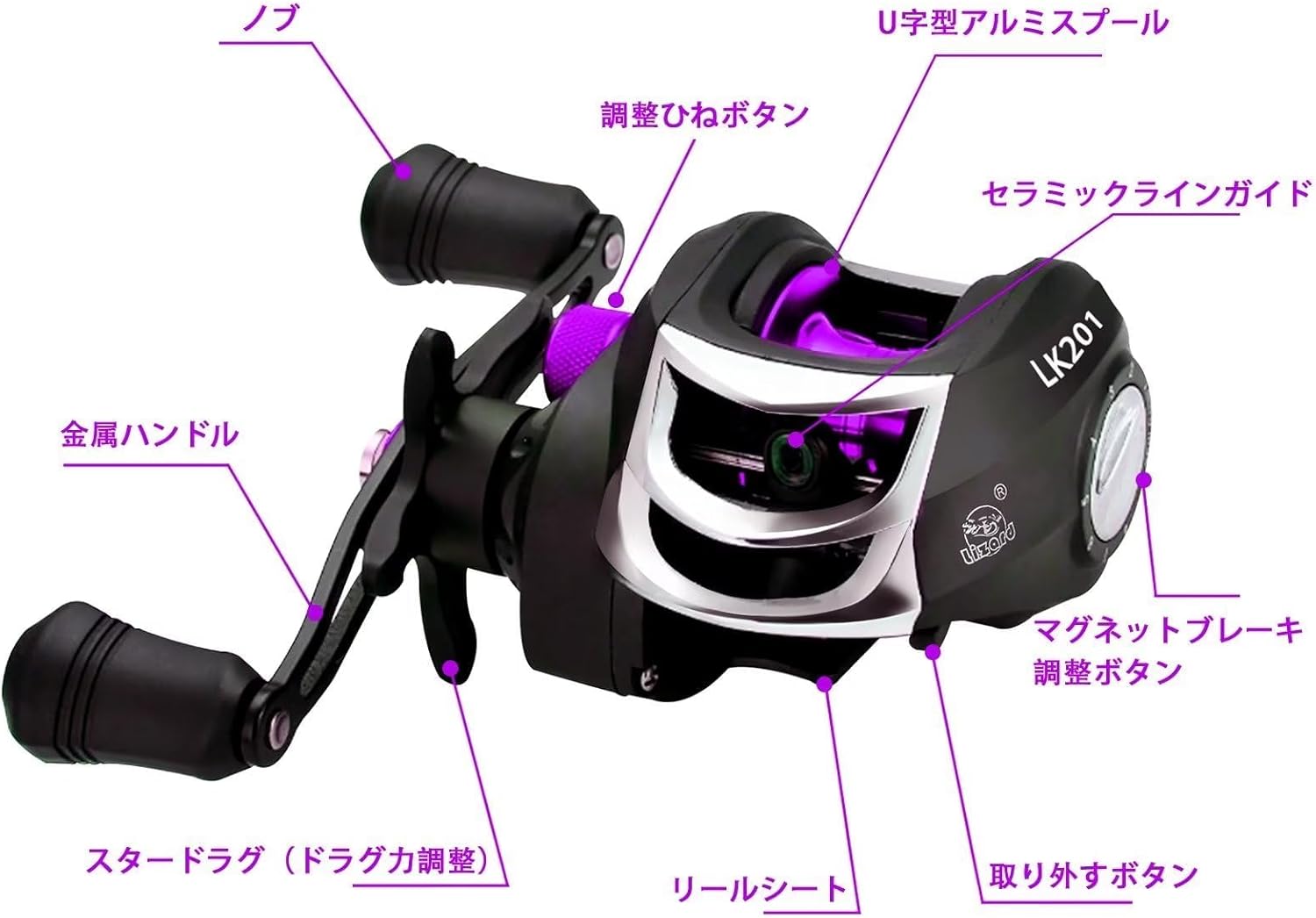 海釣り・淡水釣り対応 軽量マグネットブレーキベイトリール 7.2:1ギア比 8kg最大ドラグ力