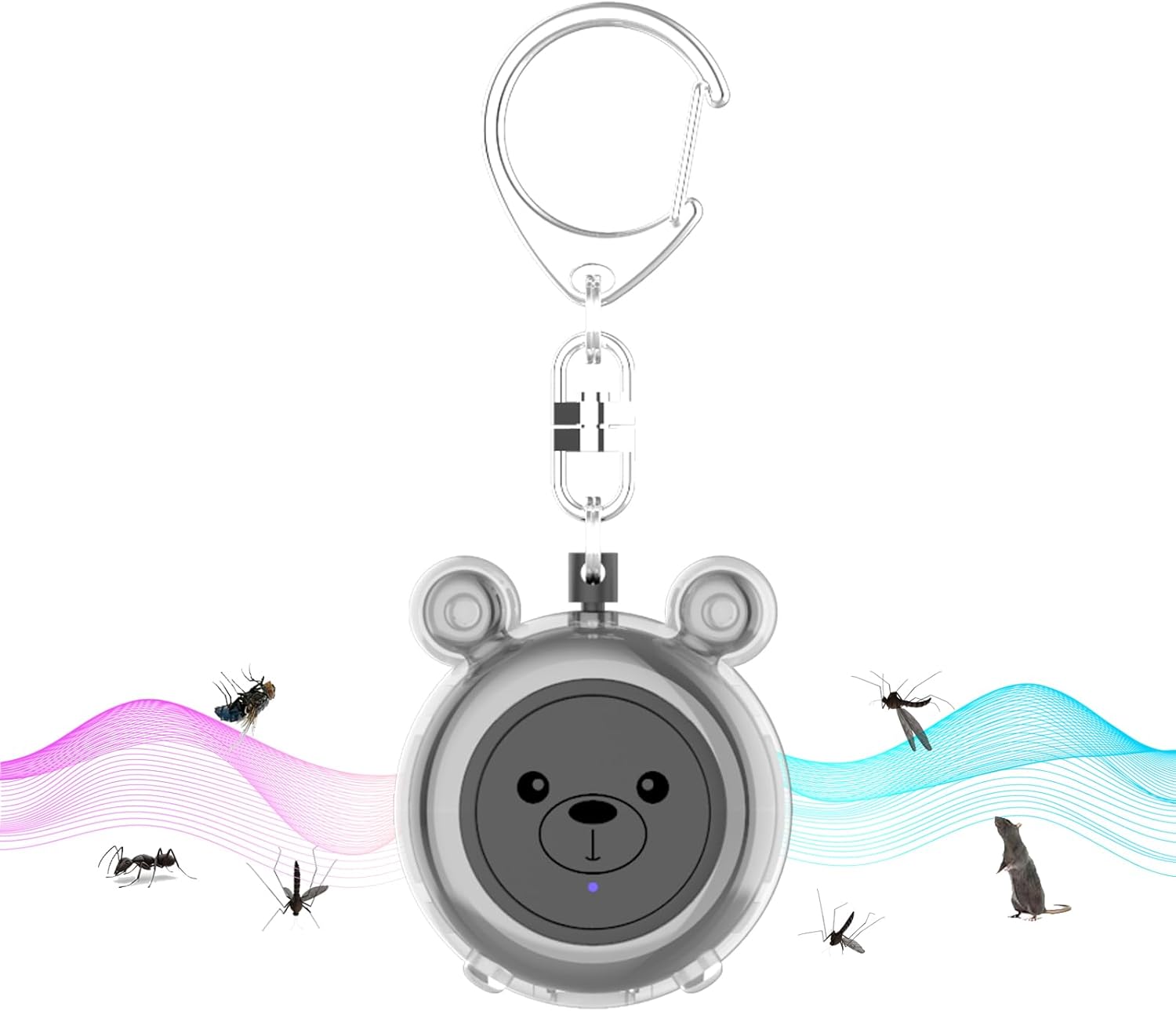 超音波害虫駆除器 充電式 LEDランプ付き 20m有効範囲 無臭無毒 アウトドア対応 (ブラック)