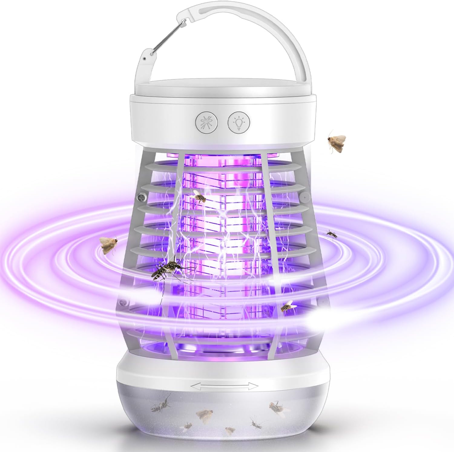 夏の虫除けに最適!強力電撃殺虫器 USB給電式 360°吸引式・白