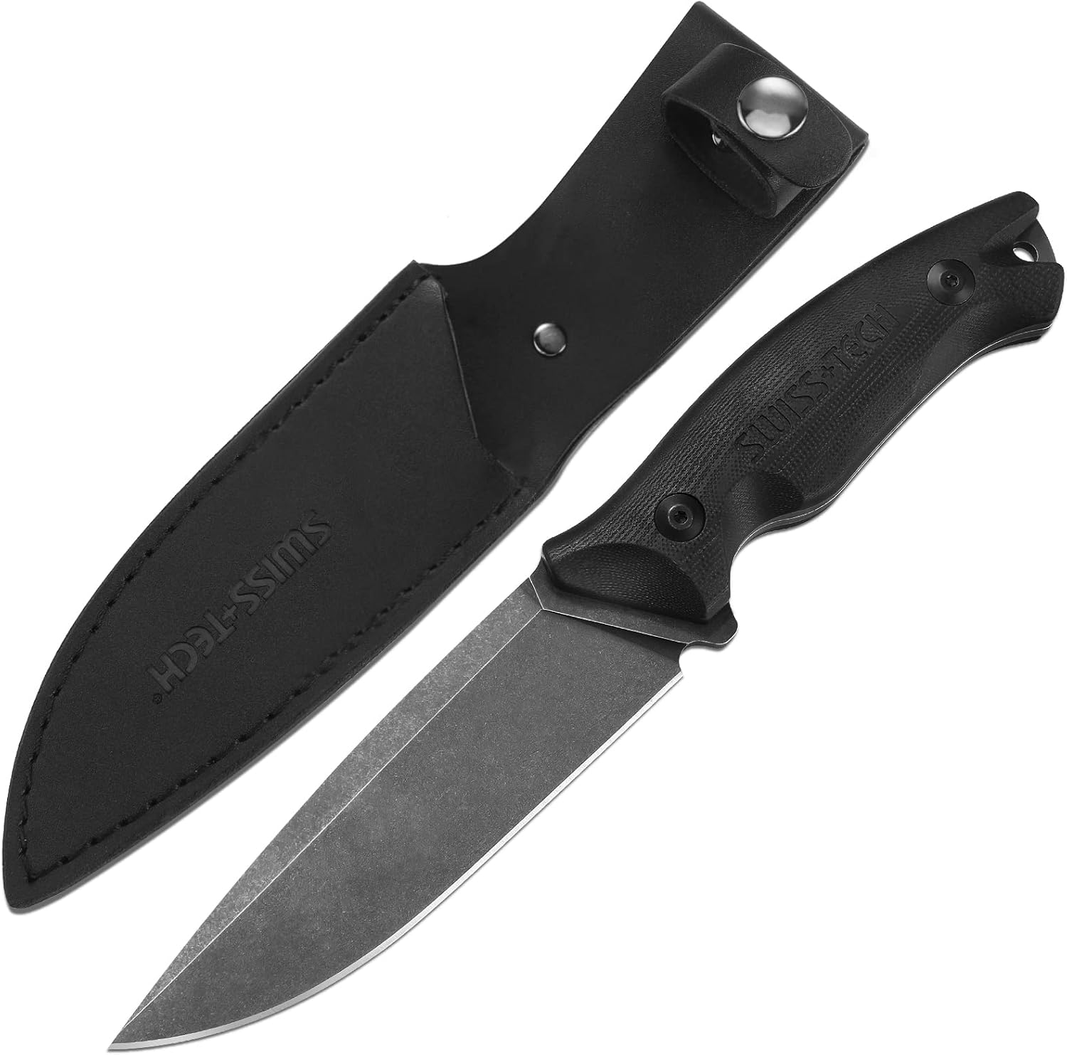 SWISS+TECH D2鋼サバイバルナイフ G10ハンドル・アウトドア用シース付き