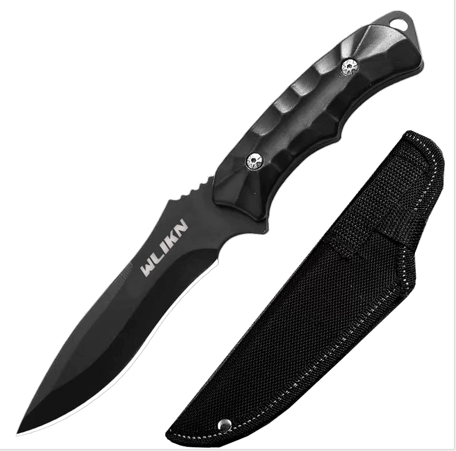 アウトドア用フルタング構造シースナイフ - 釣り・キャンプ・バーベキュー用ケース付き