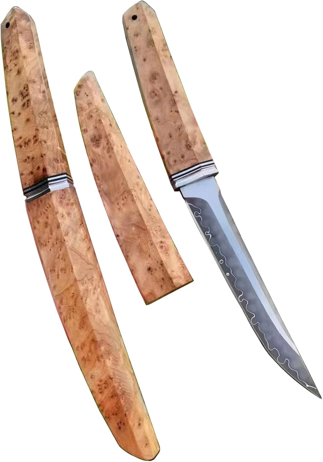 アウトドアサバイバルナイフ(安来鋼複合材・刃渡り125mm・木鞘付)