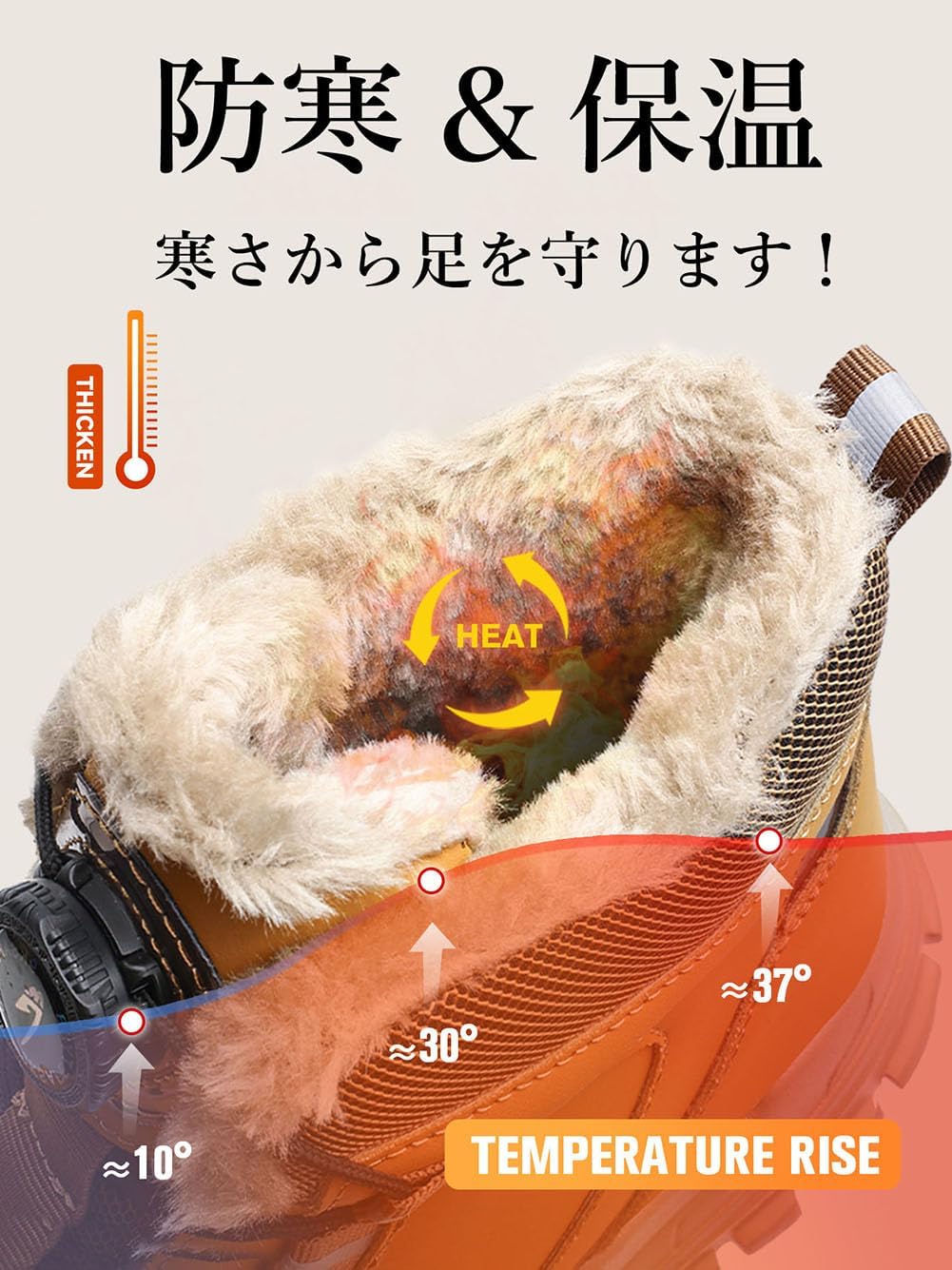 防水防寒ハイカット安全靴 メンズ・レディース用 軽量・踏み抜き防止・鋼先芯入り