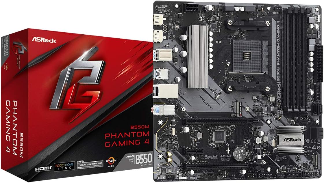 B550M Phantom Gaming 4 MicroATXマザーボード（AMD Ryzen5000シリーズ対応）【国内正規代理店品】