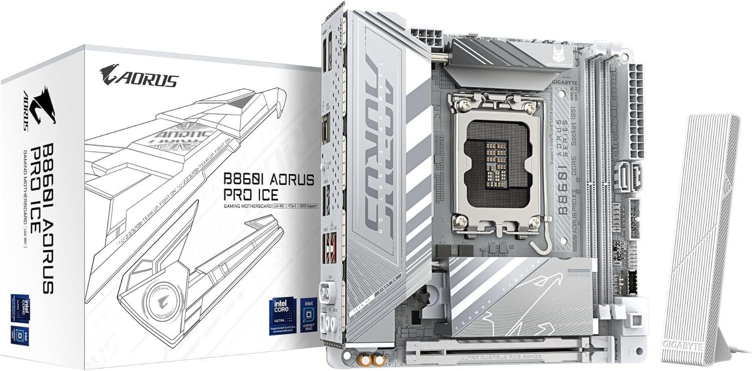 ホワイト Mini-ITX ゲーミングマザーボード GIGABYTE B860I AORUS PRO ICE