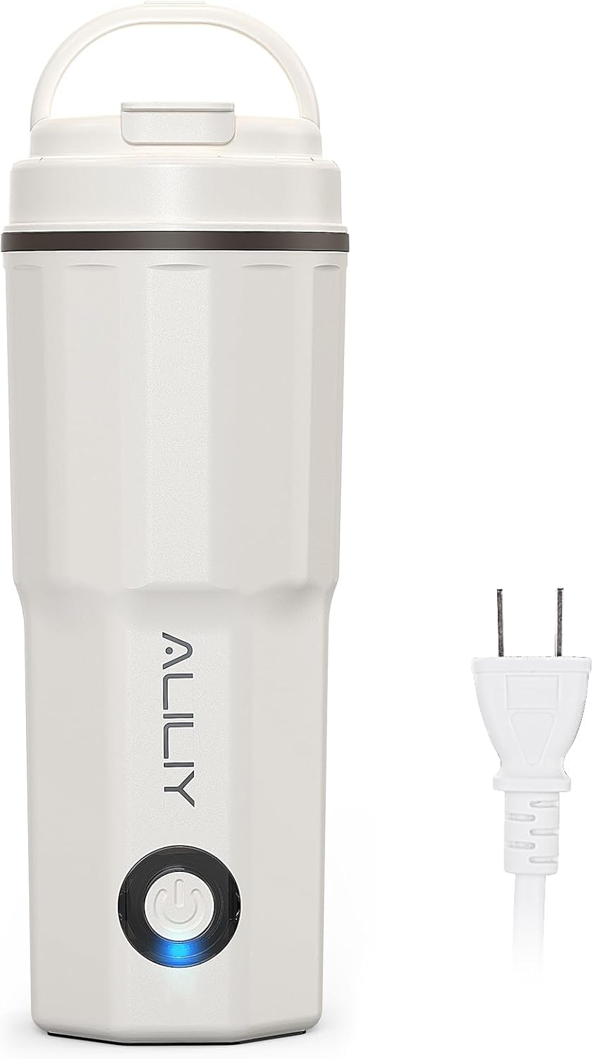 ポータブル電気ケトル 400ml 低消費電力 ステンレス製 二重構造 一人暮らし用 ギフト 日本語説明書付き (ベージュ)