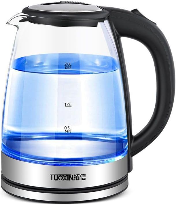 温度調節機能付き2Lガラス電気ケトル【2025年版】LEDライト・自動電源オフ・空だき防止