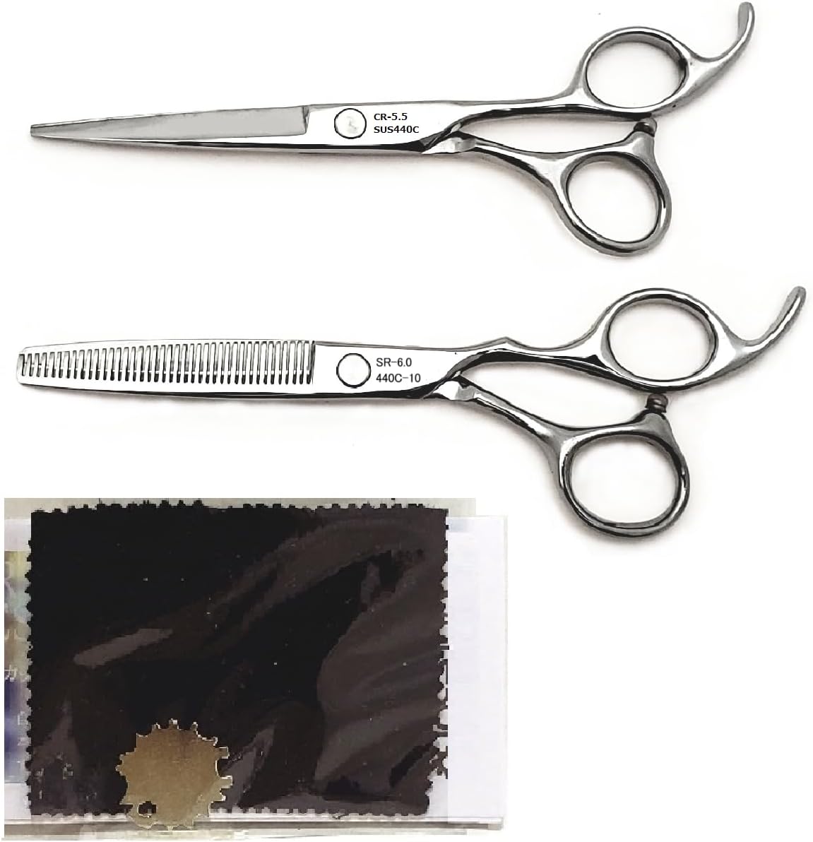 プロ用ヘアカットハサミ 5点セット 右利き SUS440C 錆びにくい (5.5インチ・6インチ)