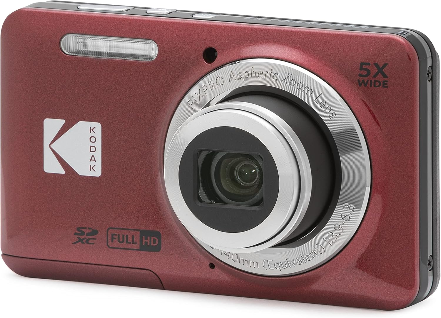 使いやすい16MPデジタルカメラ KODAK PIXPRO FZ55-RD 光学5倍ズーム 28mmレッド