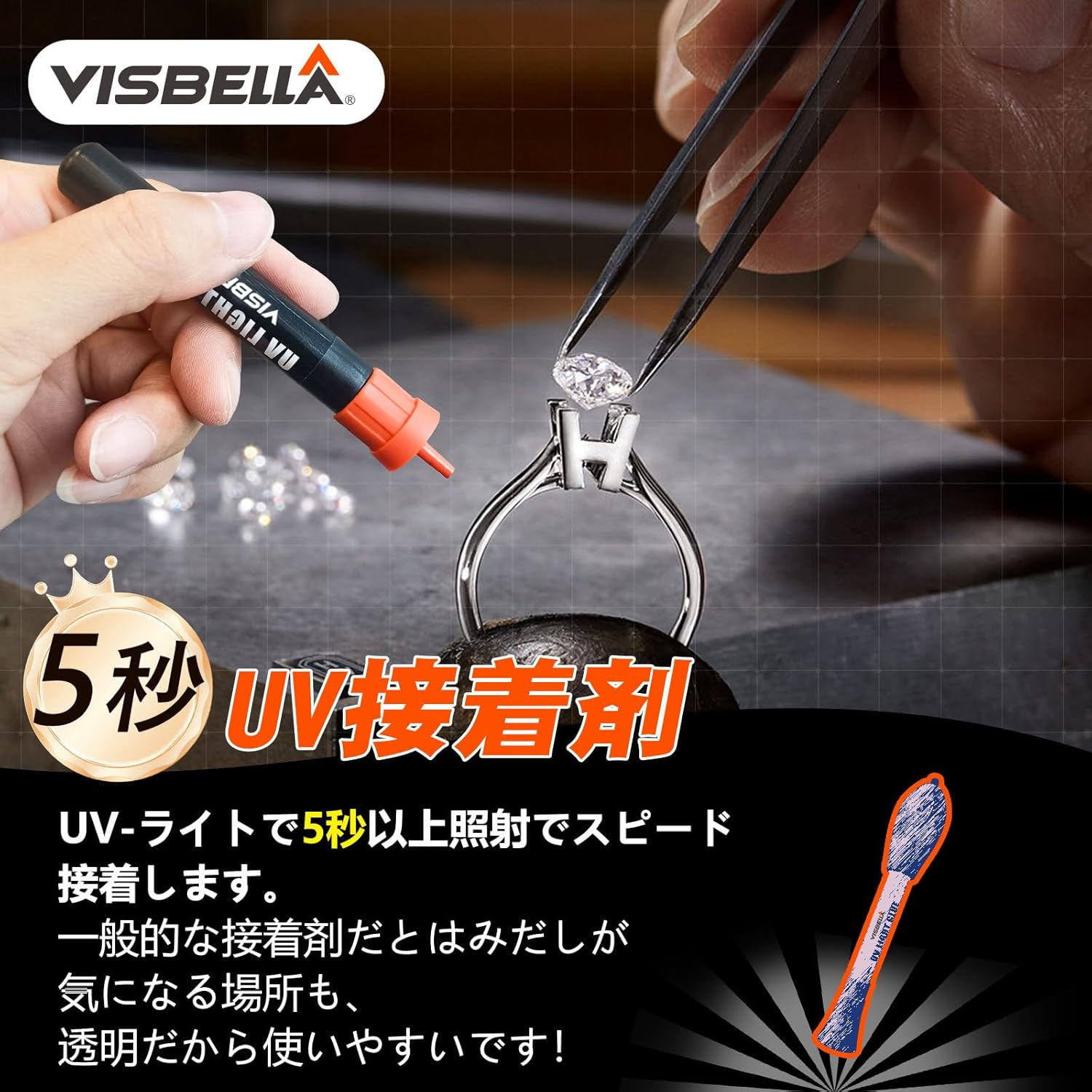 強力耐熱UV接着剤 4g - プラスチック・陶器・木工用 5秒で固まる 手芸にも最適
