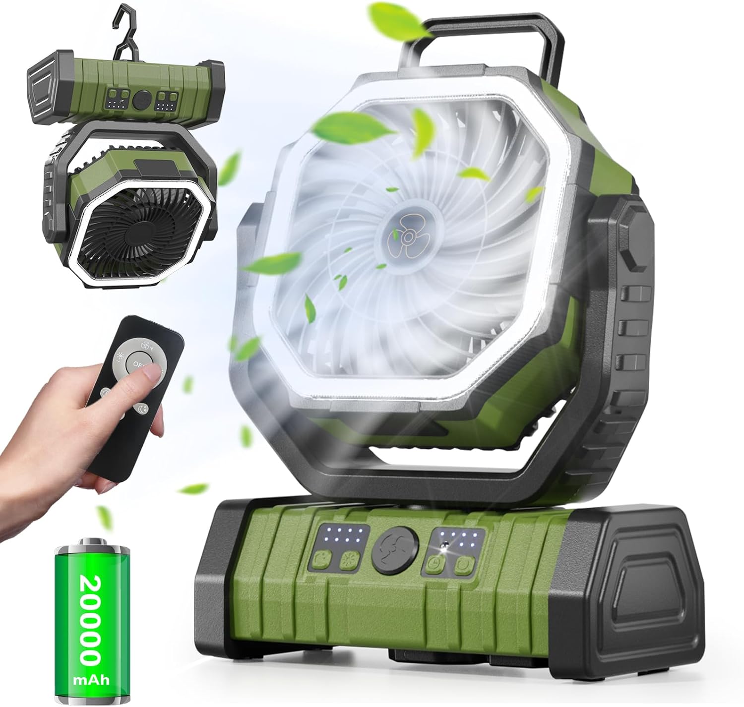 【アウトドア用20000mAh充電式サーキュレーター扇風機 リモコン付き】